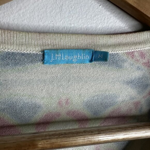 J McLaughlin Cardigan Sweater Womens Medium Floral Button Up Retro Print Knit - Picture 7 of 12